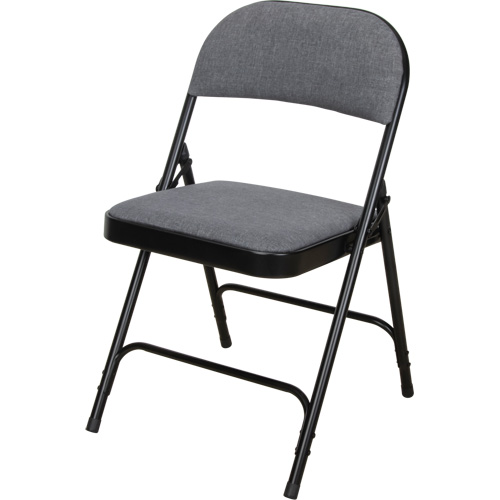 Chaise pliante de luxe en tissu rembourr&eacute;e, Acier, Gris, Capacit&eacute; 300 lb Nassau Supply