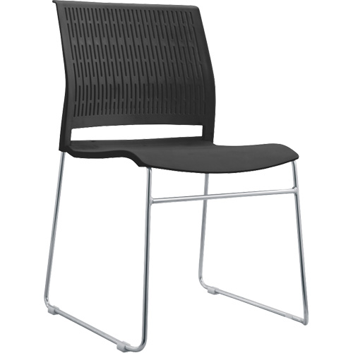 Chaises empilables, Polypropyl&egrave;ne, Hauteur 32-3/8", Capacit&eacute; 250 lb, Noir Nassau Supply