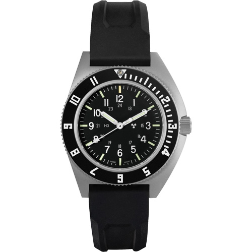 Steel Navigator Watch on 3-Piece Rubber Strap Kit, Digital, Battery Operated, 41 mm, Black Nassau Supply