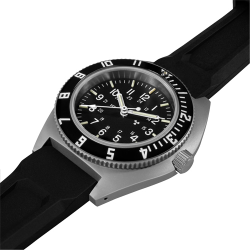 Steel Navigator Watch on 3-Piece Rubber Strap Kit, Digital, Battery Operated, 41 mm, Black Nassau Supply