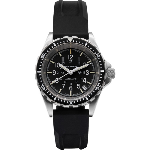 Steel Navigator with Date on Black 3-Piece Rubber Strap Kit, Digital, Battery Operated, 36 mm, Black Nassau Supply