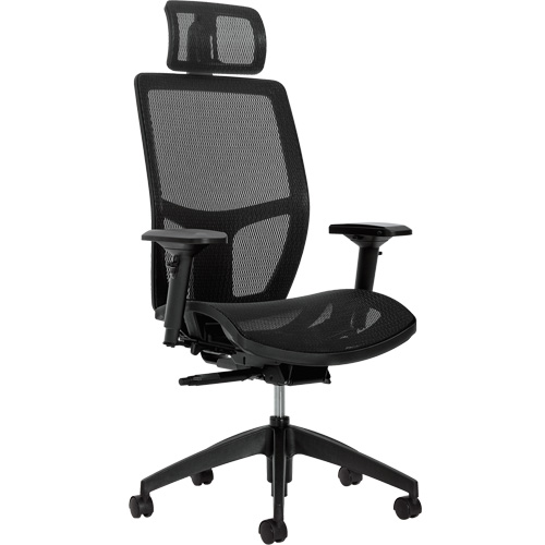 Format+ High-Back Weight-Sensing Synchro-Tilter with Headrest, Mesh, Black, 300 lbs. Capacity Nassau Supply