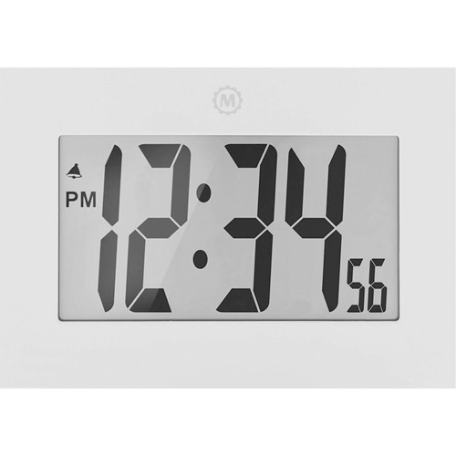 Large Frame Clock, Digital, Battery Operated, 9" W x 1" D x 6.5" H, White Nassau Supply