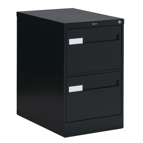 Vertical Filing Cabinet with Recessed Drawer Handles, 2 Drawers, 18.15" W x 26.56" D x 29" H, Black Nassau Supply