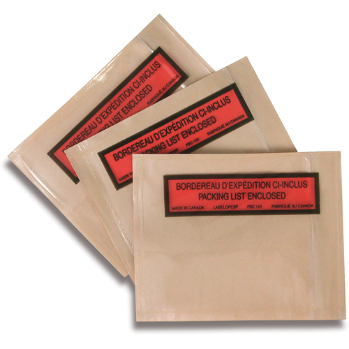 Pochettes pour bordereau d'exp&eacute;dition, 5-1/2" lo x 4-1/2" la Nassau Supply