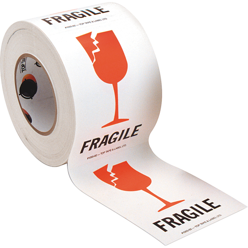 "Fragile" Special Handling Labels, 6" L x 4" W, Red on White Nassau Supply