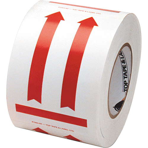 &eacute;tiquettes pour traitement sp&eacute;cial a/pictogramme Ce c&ocirc;t&eacute; vers le haut, 6" lo x 4" la, Rouge/blanc Nassau Supply