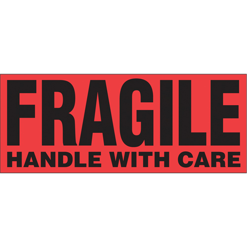 &eacute;tiquettes pour traitement sp&eacute;cial Fragile Handle with Care, 5" lo x 2" la, Noir/rouge Nassau Supply