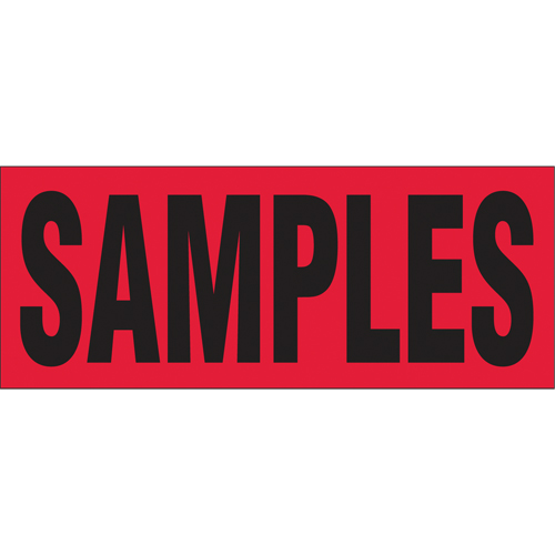 "Samples" Special Handling Labels, 5" L x 2" W, Black on Red Nassau Supply