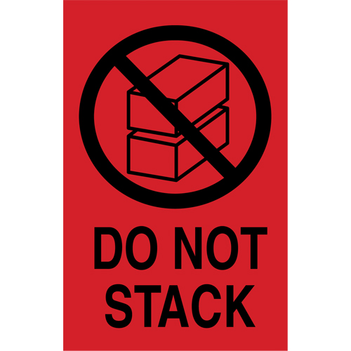 &eacute;tiquettes  Do Not Stack  pour envoi international, 6" lo x 4" la, Noir/rouge Nassau Supply