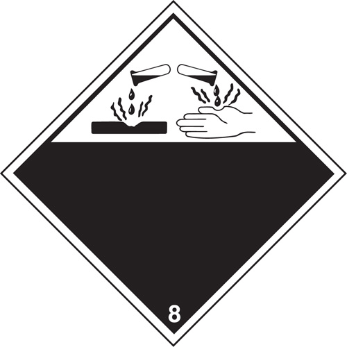 &eacute;tiquettes d'exp&eacute;dition TMD, Classe 8, Corrosifs, Vinyle Nassau Supply