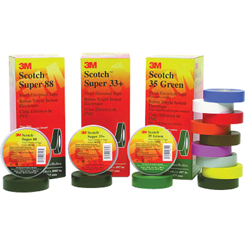 Rubans Super 33+ Scotch, 19 mm (3/4") x 20,1 m (66'), Noir, 7 mils Nassau Supply