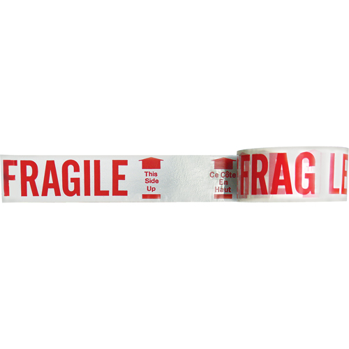 Ruban imprim&eacute; bilingue – Fragile ce c&ocirc;t&eacute; en haut, Rouge/blanc Nassau Supply