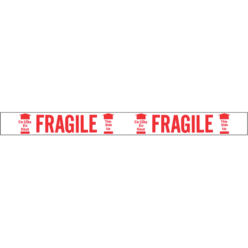 Ruban imprim&eacute; bilingue – Fragile ce c&ocirc;t&eacute; en haut, Rouge/blanc Nassau Supply