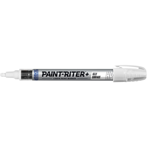 Paint-Riter&reg; + Oily Surface Marker, Liquid, White Nassau Supply
