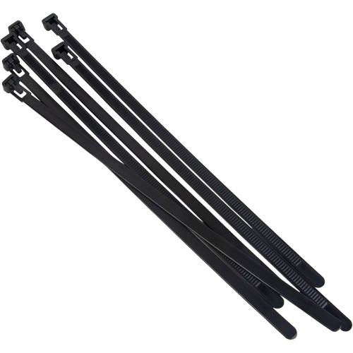 Attache-c&acirc;ble r&eacute;utilisable, Longueur 8", R&eacute;sistance &agrave; la traction 50 lb, Noir Nassau Supply