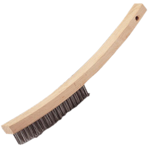 Curved Handle Hand Scratch Brush, Stainless Steel, 4 X 20 Wire Rows, 17" Long Nassau Supply