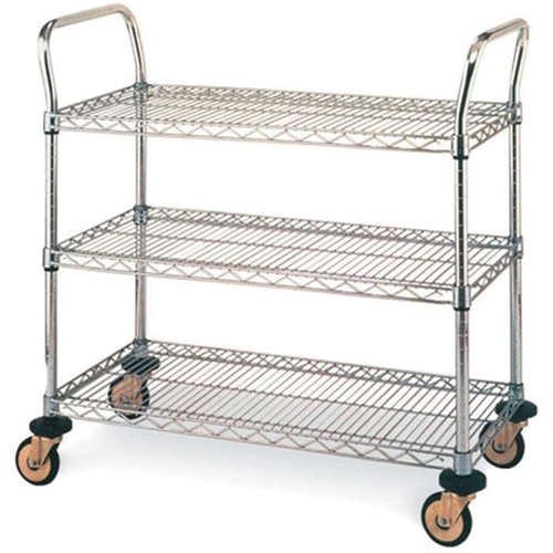 Standard-Duty Utility Carts, Stainless Steel, 18" x 39" x 30", 500 lbs. Capacity Nassau Supply