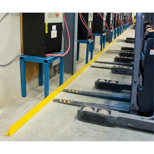 Rails protecteurs arr&ecirc;ts de charge avec ancrage au sol, Acier, 48" lo x 5" h, Jaune Nassau Supply