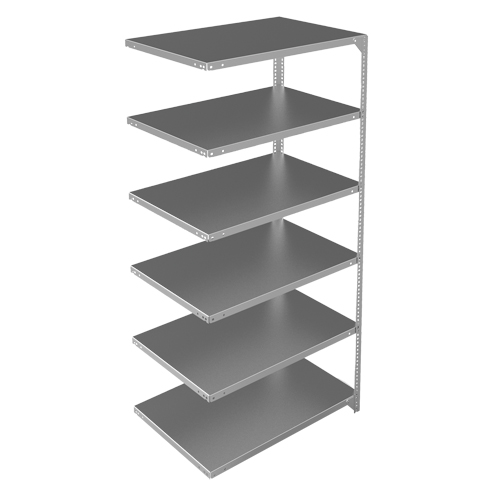 Shelving Unit, Galvanized Steel, Slotted Angle, Add-On, 36" W x 72" H x 24" D Nassau Supply