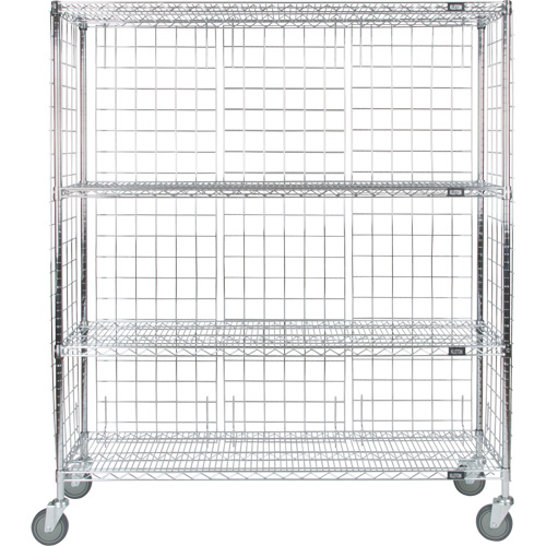 Chariot ferm&eacute; en treillis m&eacute;tallique, Chrom&eacute;, 60" x 69" x 24", Capacit&eacute; 800 lb Nassau Supply