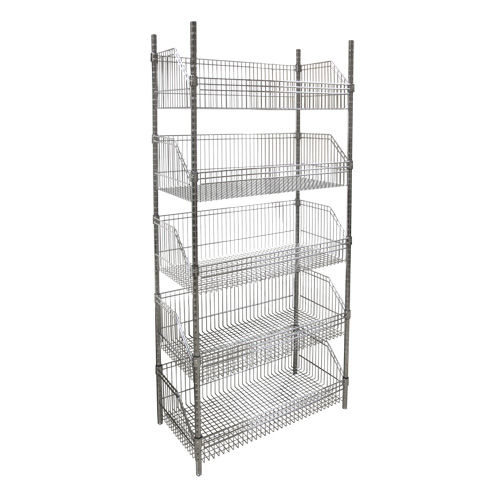 Wire Basket Shelving Unit, 5 Tiers, 36" W x 74" H x 18" D Nassau Supply