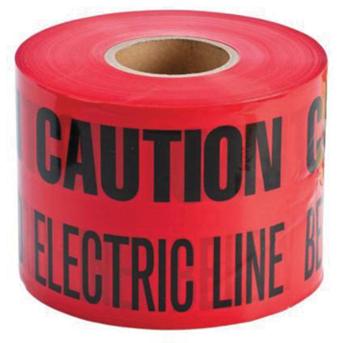 "Buried Electric Line" Identoline&reg; Underground Warning Tape, 6" W x 1000' L, Black on Red Nassau Supply
