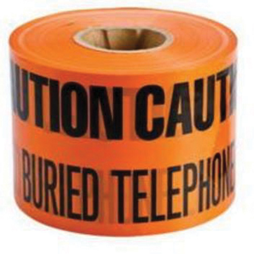 "Buried Telephone Line" Identoline&reg; Underground Warning Tape, 6" W x 1000' L, Black on Orange Nassau Supply