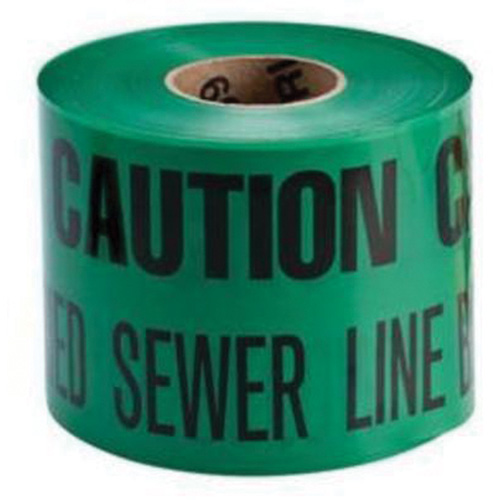 "Buried Sewer Line" Identoline&reg; Underground Warning Tape, 6" W x 1000' L, Black on Green Nassau Supply