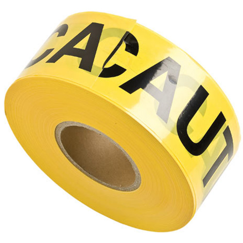 Rubans pour barricades, Anglais, 3" la x 1000' lo, 3 mils, Noir sur jaune Nassau Supply