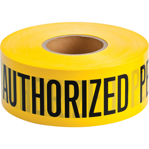 Rubans pour barricades, Anglais, 3" la x 1000' lo, 2 mils, Noir sur jaune Nassau Supply