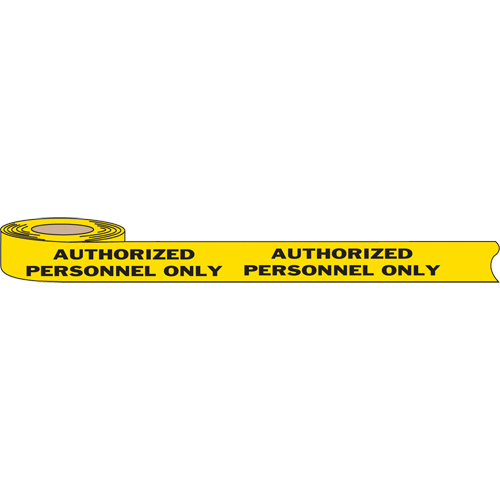 Rubans pour barricades, Anglais, 3" la x 1000' lo, 2 mils, Noir sur jaune Nassau Supply