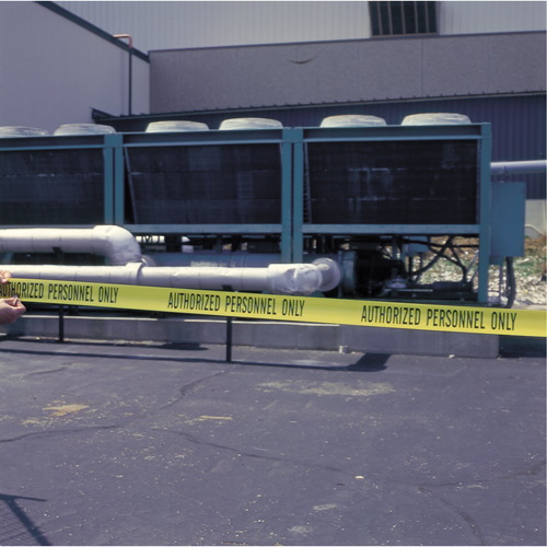 Rubans pour barricades, Anglais, 3" la x 1000' lo, 2 mils, Noir sur jaune Nassau Supply