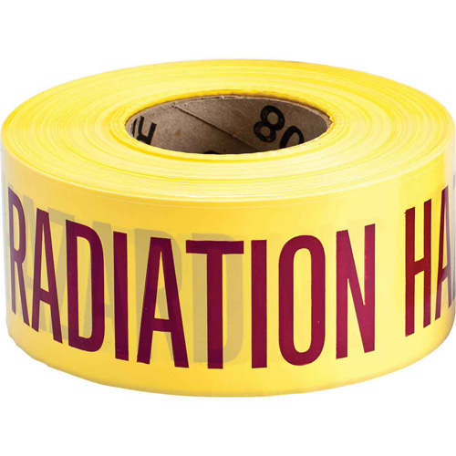 Ruban pour barricade, Anglais, 3" la x 200' lo, 3 mils, Magenta/jaune Nassau Supply