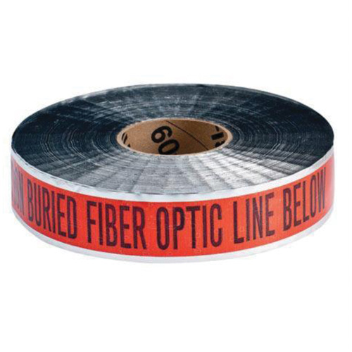 "Fiber Optic Line" Identoline&reg; Underground Warning Tape, 2" W x 1000' L, Black on Orange Nassau Supply