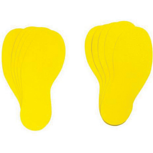 Floor Marking Labels, Footprint, 12" L x 3.75" W, Yellow, Vinyl Nassau Supply