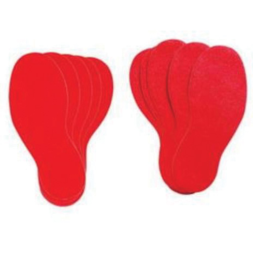 Floor Marking Labels, Footprint, 12" L x 3.75" W, Red, Vinyl Nassau Supply