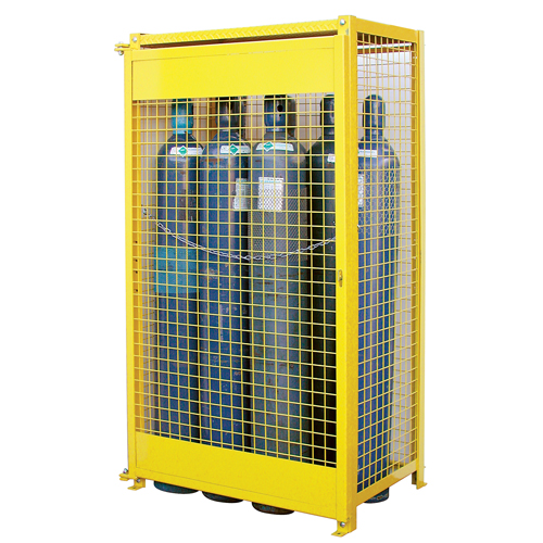 Gas Cylinder Cabinets, 10 Cylinder Capacity, 44" W x 30" D x 74" H, Yellow Nassau Supply