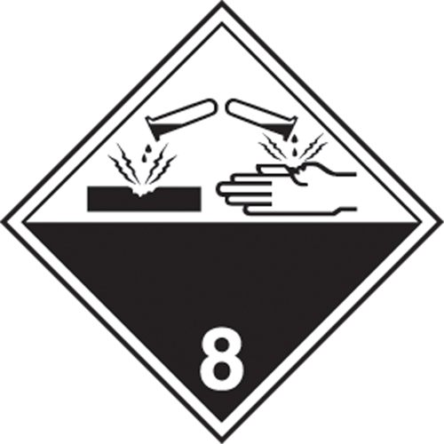 &eacute;tiquettes d'exp&eacute;dition TMD, Classe 8, Corrosifs, Papier Nassau Supply