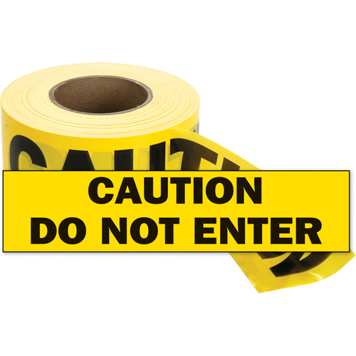 Barricade Tape, English, 3" W x 1000' L, 2 mils, Black on Yellow Nassau Supply