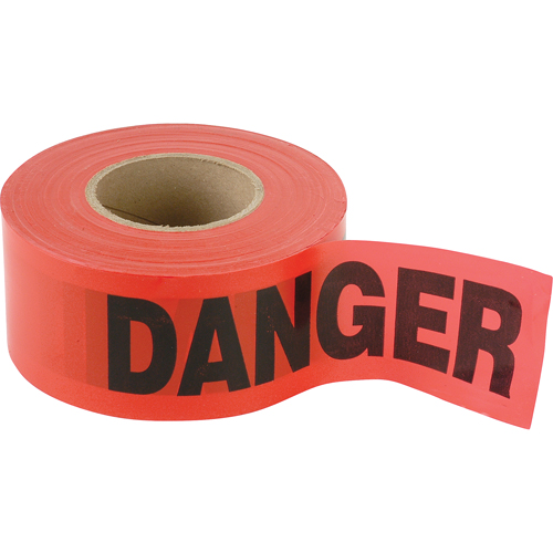 Standard Smaller Barricade Tape, English, 3" W x 300' L, 2 mils, Black on Red Nassau Supply