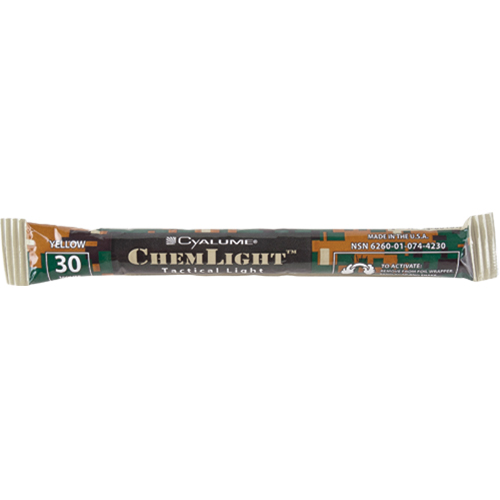 B&acirc;tons de s&eacute;curit&eacute; luminescents Cyalume 6", Jaune, Dur&eacute;e 30 min Nassau Supply