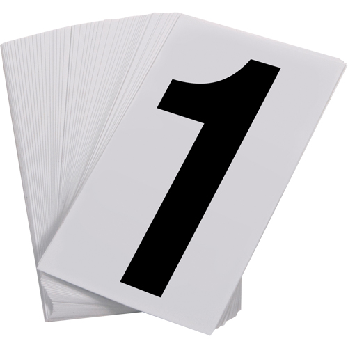 Num&eacute;ros autocollants, 1, 3-1/2" h, Noir sur blanc Nassau Supply
