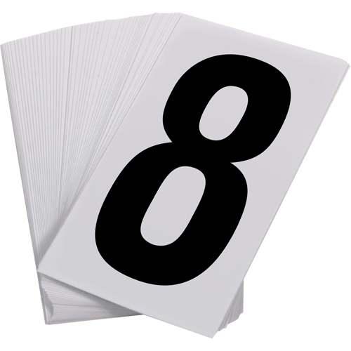 Num&eacute;ros autocollants, 8, 3-1/2" h, Noir sur blanc Nassau Supply