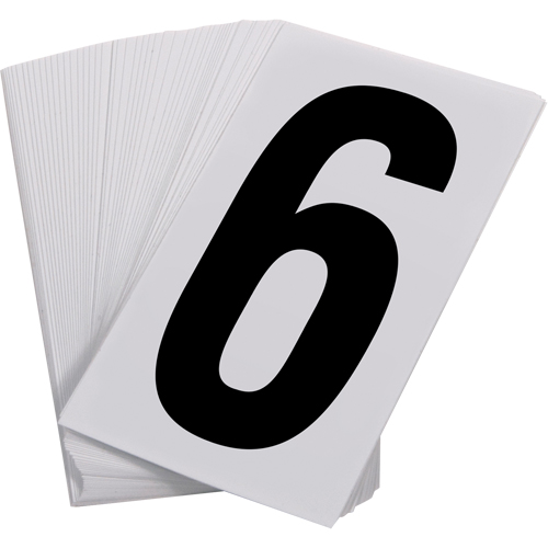 Num&eacute;ros autocollants, 6, 3-1/2" h, Noir sur blanc Nassau Supply