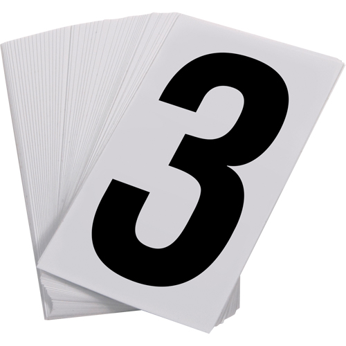 Num&eacute;ros autocollants, 3, 3-1/2" h, Noir sur blanc Nassau Supply