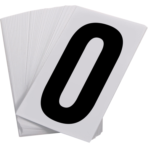 Pressure Sensitive Numbering, 0, 3-1/2" H, Black on White Nassau Supply