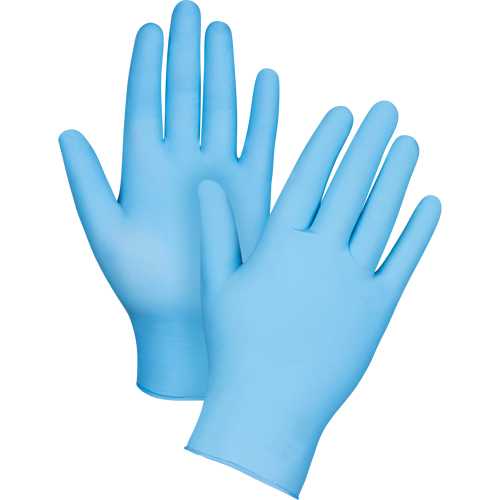 Gants d'examen r&eacute;sistants &agrave; la perforation, Grand, Nitrile, 4,5 mils, Poudr&eacute;s, Bleu Nassau Supply