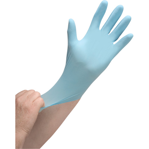 Gants jetables de calibre m&eacute;dical r&eacute;sistants &agrave; la perforation, Petit, Nitrile, 4,5 mils, Sans poudre, Bleu, Classe 2 Nassau Supply