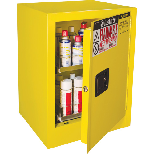 Armoire de s&eacute;curit&eacute; d'&eacute;tabli pour produits inflammables EX Sure-Grip, 24 gal., 1 Porte(s), 21" La x 27" h x 18" p Nassau Supply